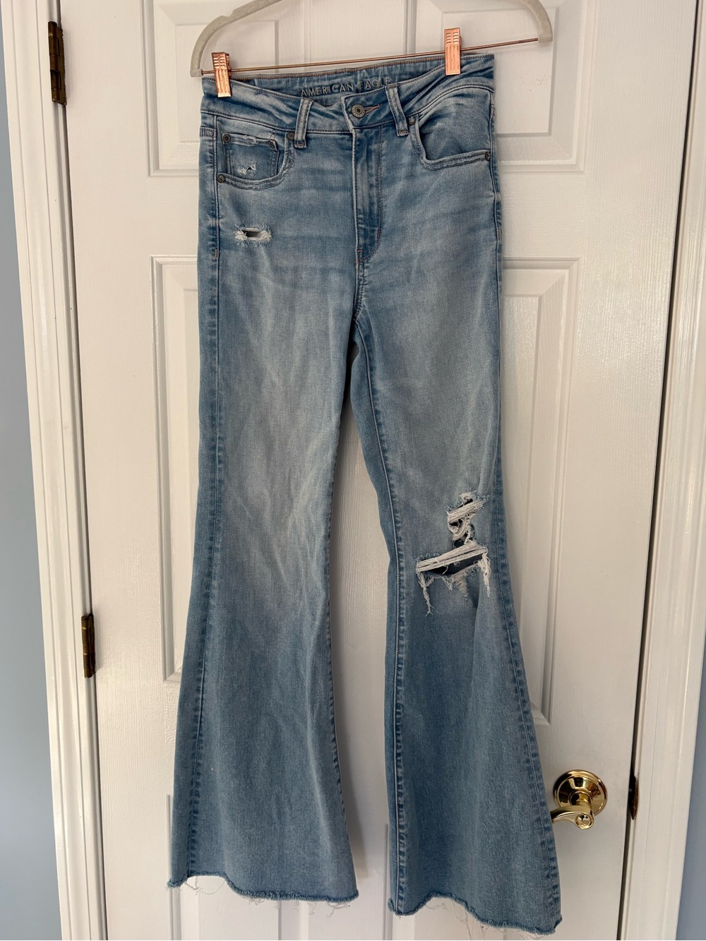 American Eagle Next Level Ripped Super High Waisted Flare